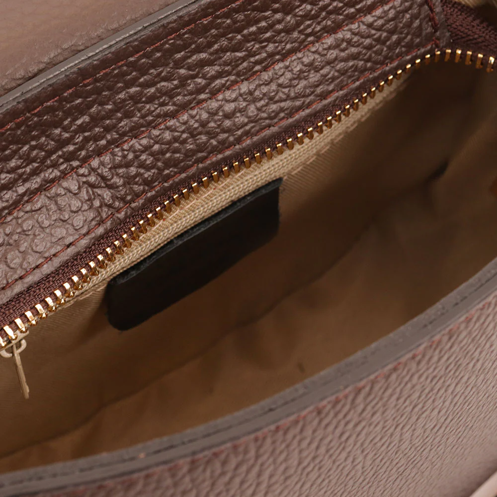 Borsa a Tracolla VIAVERDI in Pelle Marrone Made in Italy linea San Gimignano - Image 7