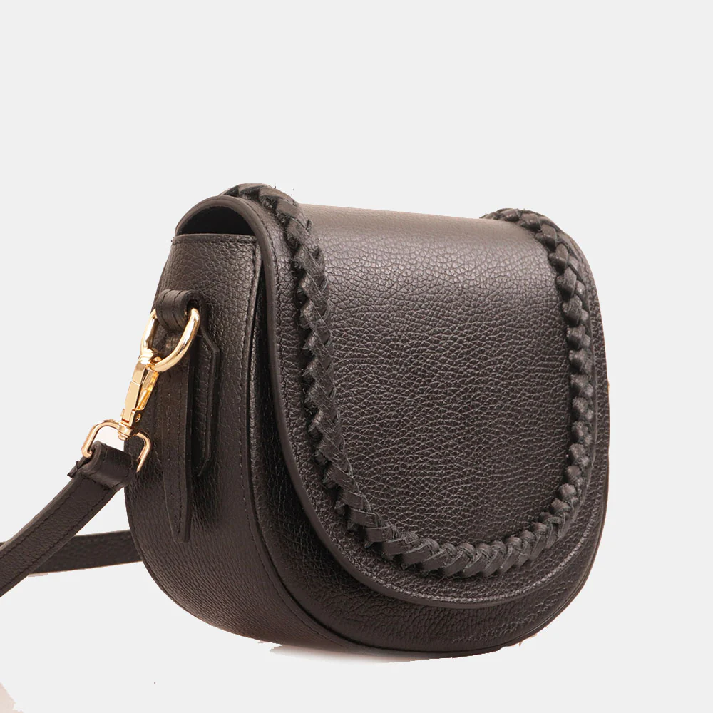 Borsa a Tracolla VIAVERDI in Pelle Nera Made in Italy linea San Gimignano - Image 2