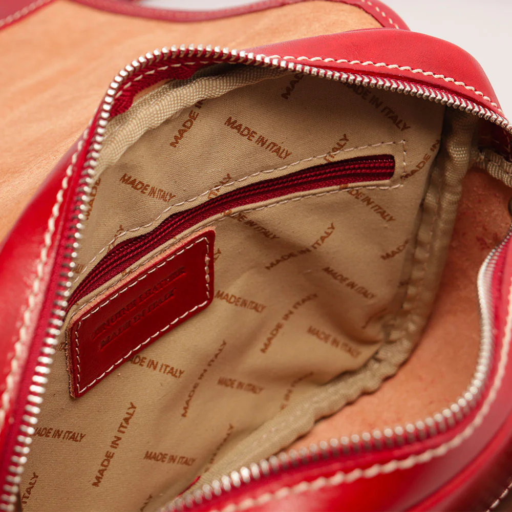 Borsa a Tracolla VIAVERDI in Pelle Rossa Made in Italy linea Firenze - Image 8