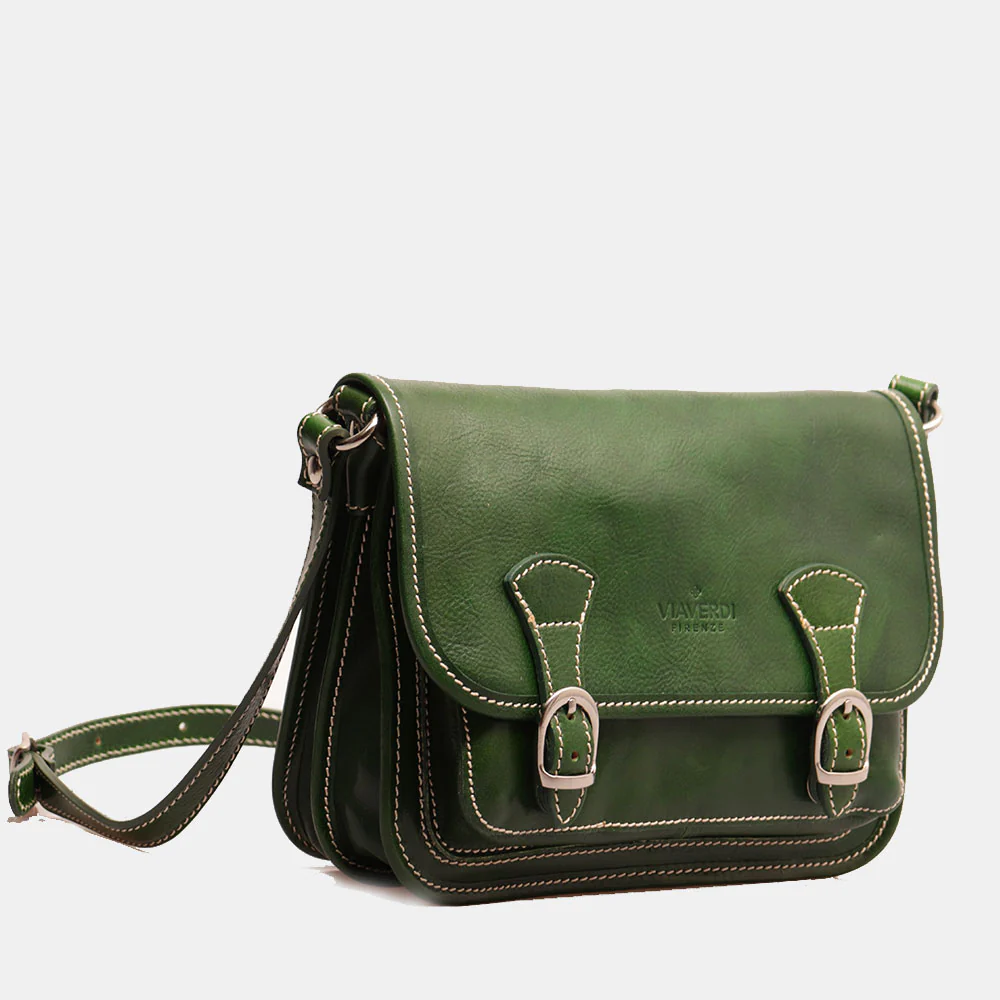 Borsa a tracolla VIAVERDI in Pelle Verde Made in Italy linea Firenze - Image 4
