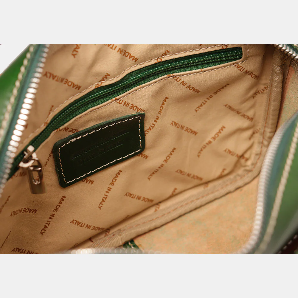 Borsa a Tracolla VIAVERDI in Pelle Verde Made in Italy linea Firenze - Image 6