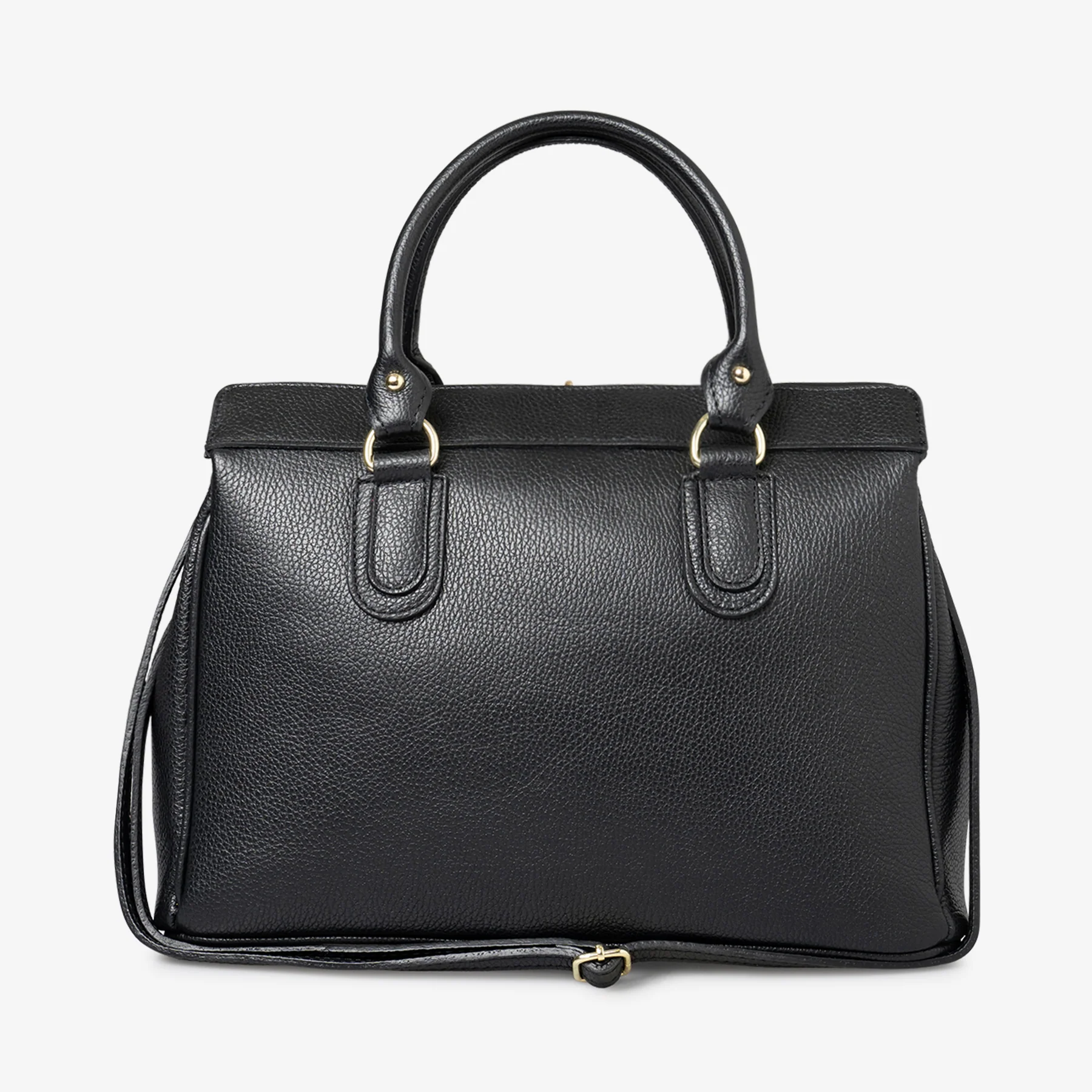 Borsa Bauletto Grande a Mano con Tracolla VIAVERDI in Pelle Nera Made in Italy linea Artimino - Image 3