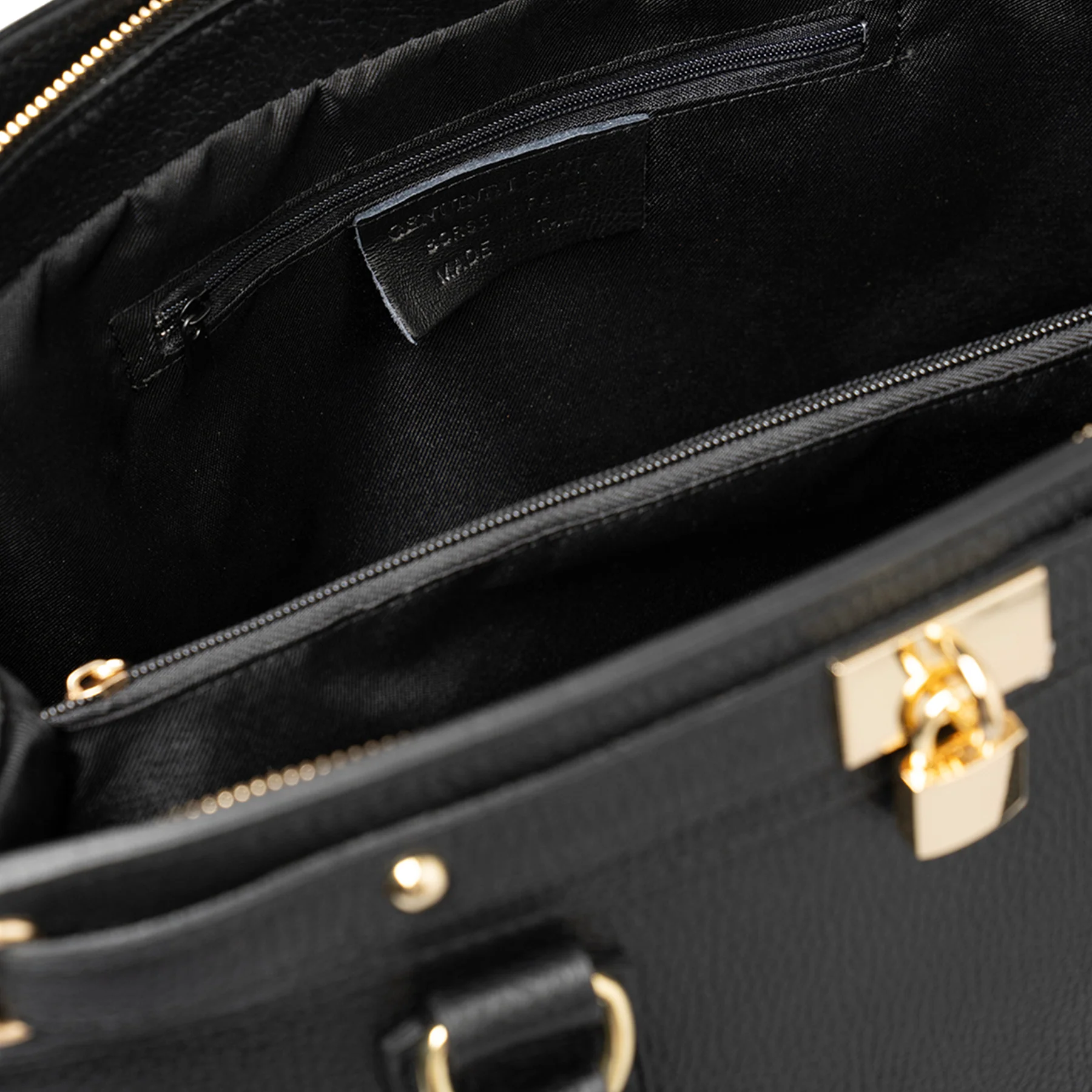 Borsa Bauletto Grande a Mano con Tracolla VIAVERDI in Pelle Nera Made in Italy linea Artimino - Image 5