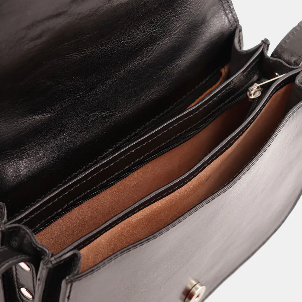 Borsa a Tracolla VIAVERDI in Pelle Nera Made in Italy linea Firenze - Image 9