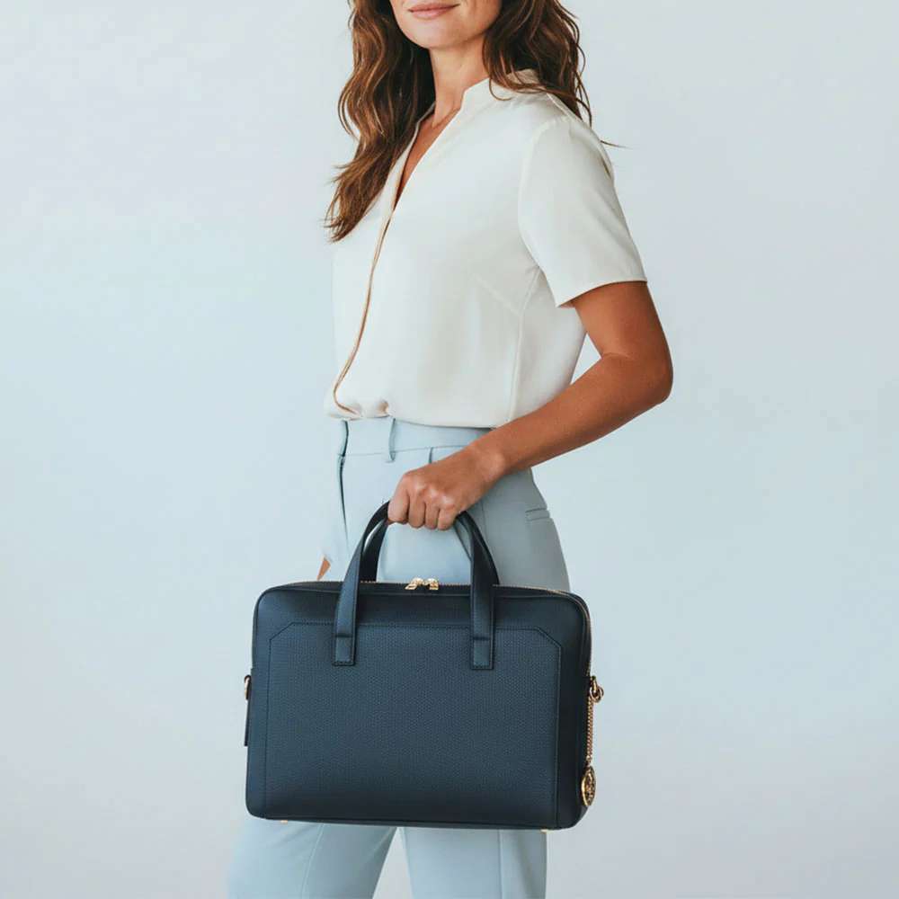 Borsa Business in Pelle Blu VIAVERDI Made in Italy - Porta Pc 15.6 - Image 2