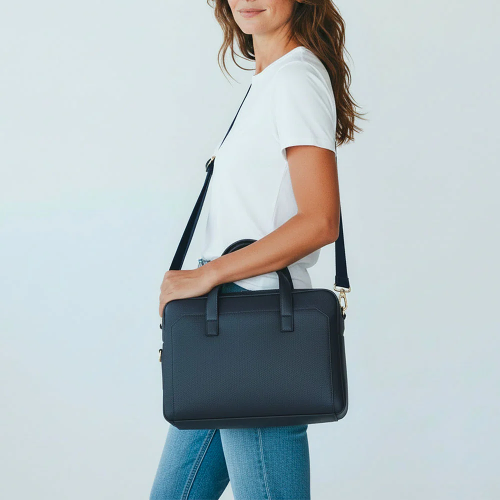 Borsa Business in Pelle Blu VIAVERDI Made in Italy - Porta Pc 15.6 - Image 3