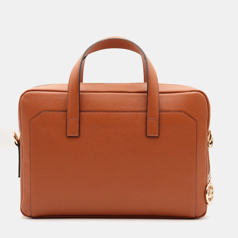 Borsa Business in Pelle Color Cuoio VIAVERDI Made in Italy - Porta Pc 15.6