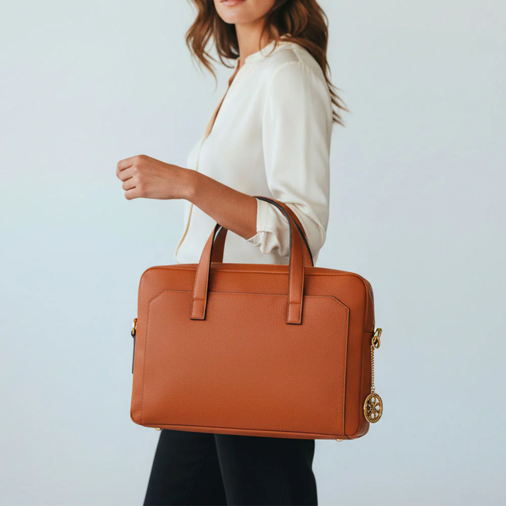 Borsa Business in Pelle Color Cuoio VIAVERDI Made in Italy - Porta Pc 15.6 - Image 2