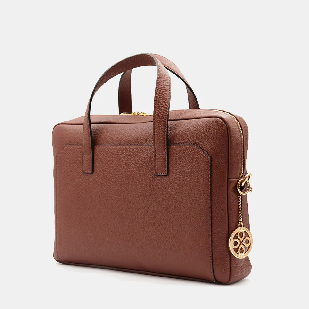 Borsa Business in Pelle Marrone VIAVERDI Made in Italy - Porta Pc 15.6 - Image 4
