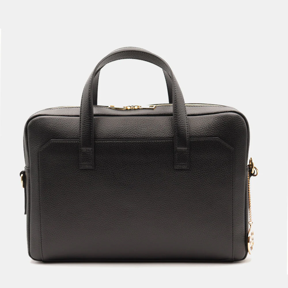 Borsa Business in Pelle Nera VIAVERDI Made in Italy - Porta Pc 15.6