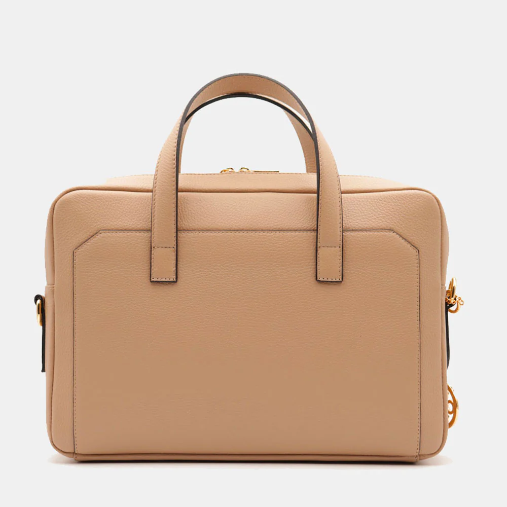 Borsa Business in Pelle Taupe VIAVERDI Made in Italy - Porta Pc 15.6