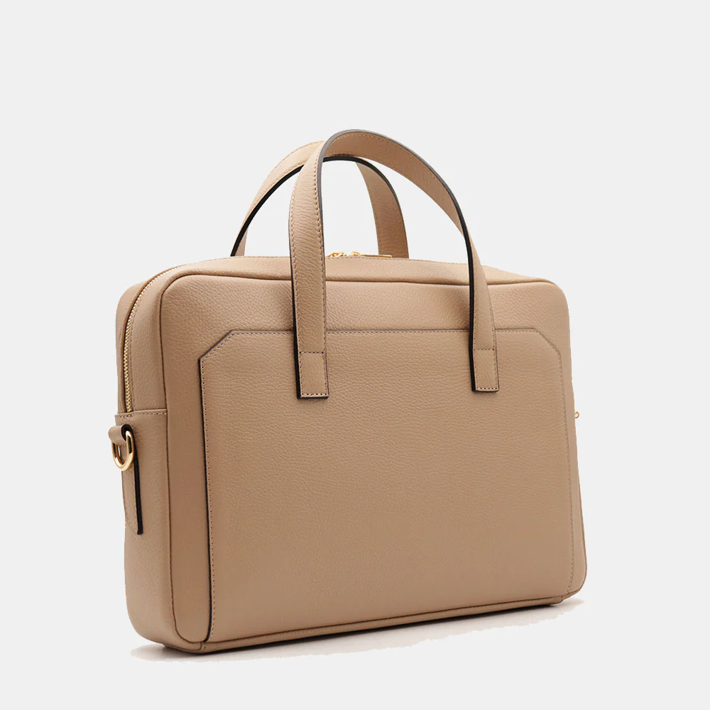 Borsa Business in Pelle Taupe VIAVERDI Made in Italy - Porta Pc 15.6 - Image 5