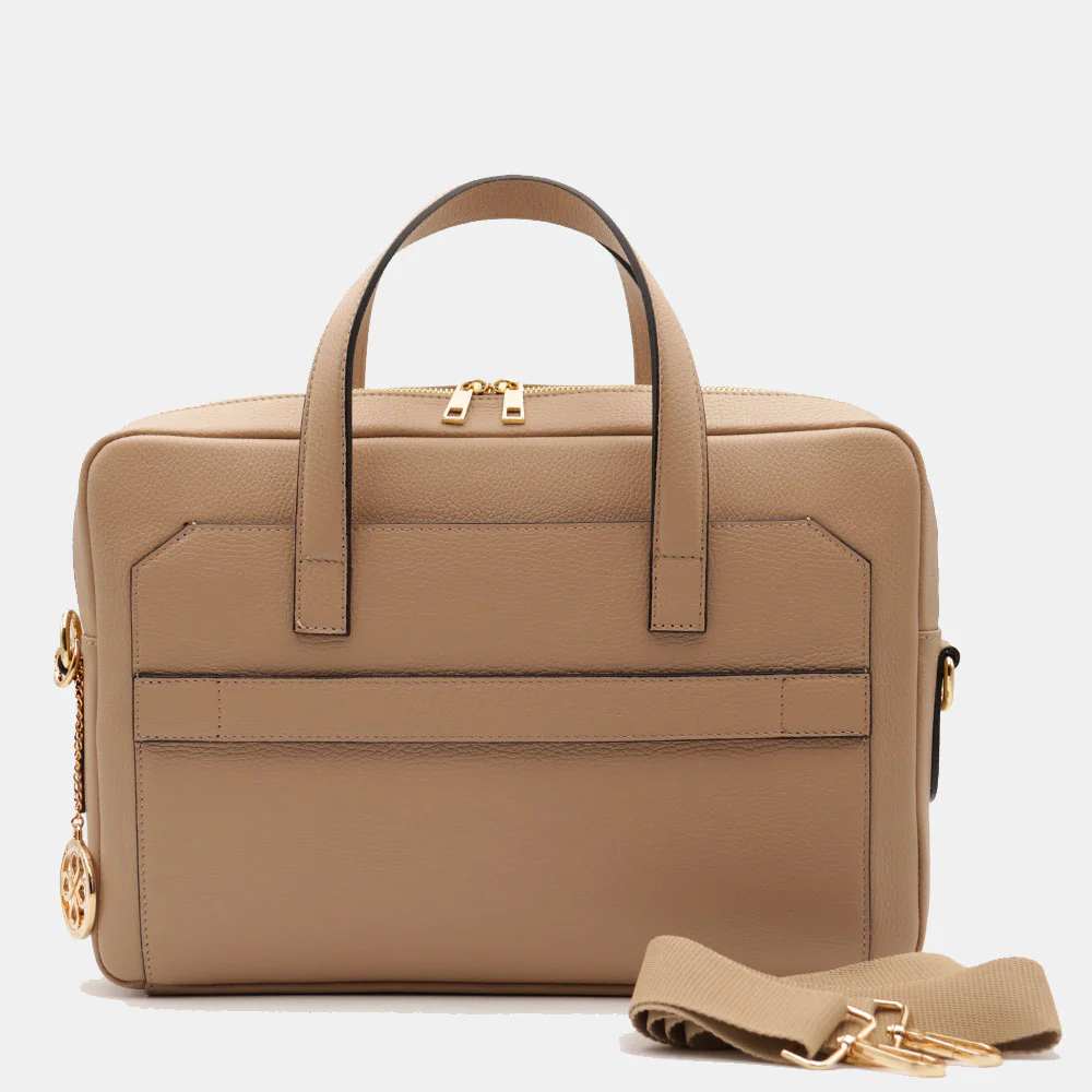 Borsa Business in Pelle Taupe VIAVERDI Made in Italy - Porta Pc 15.6 - Image 8