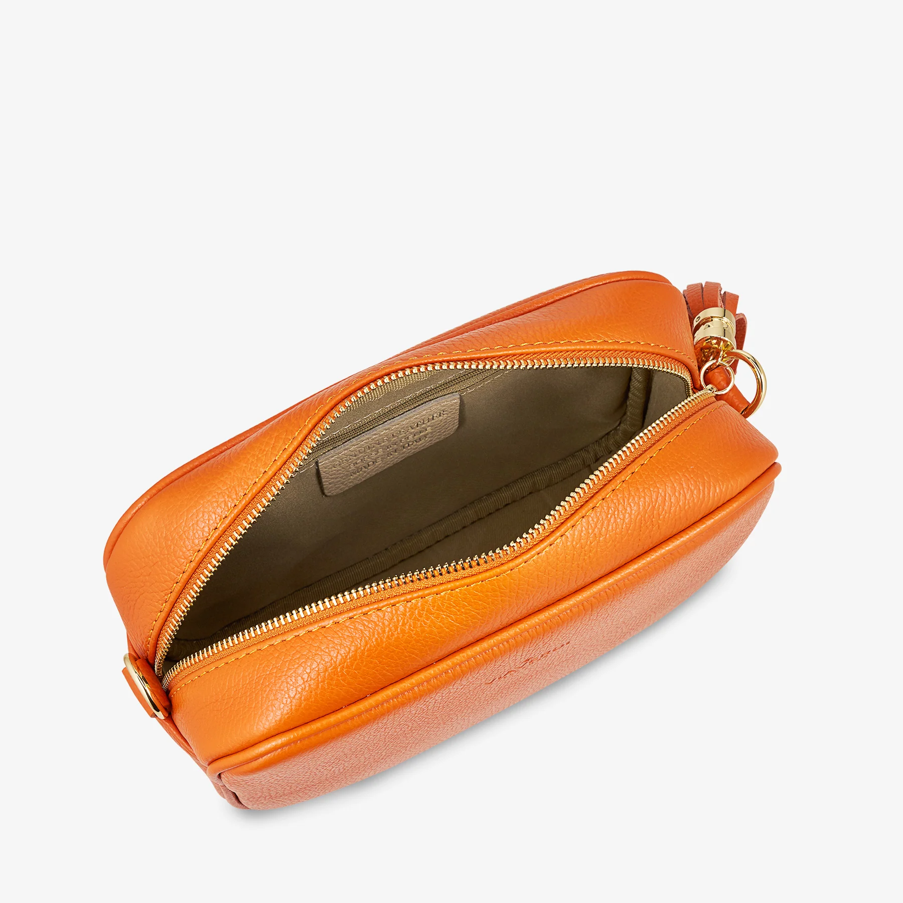 Borsa Camera Bag Media in Pelle Arancione con Tracolla VIAVERDI Made in Italy - Image 5