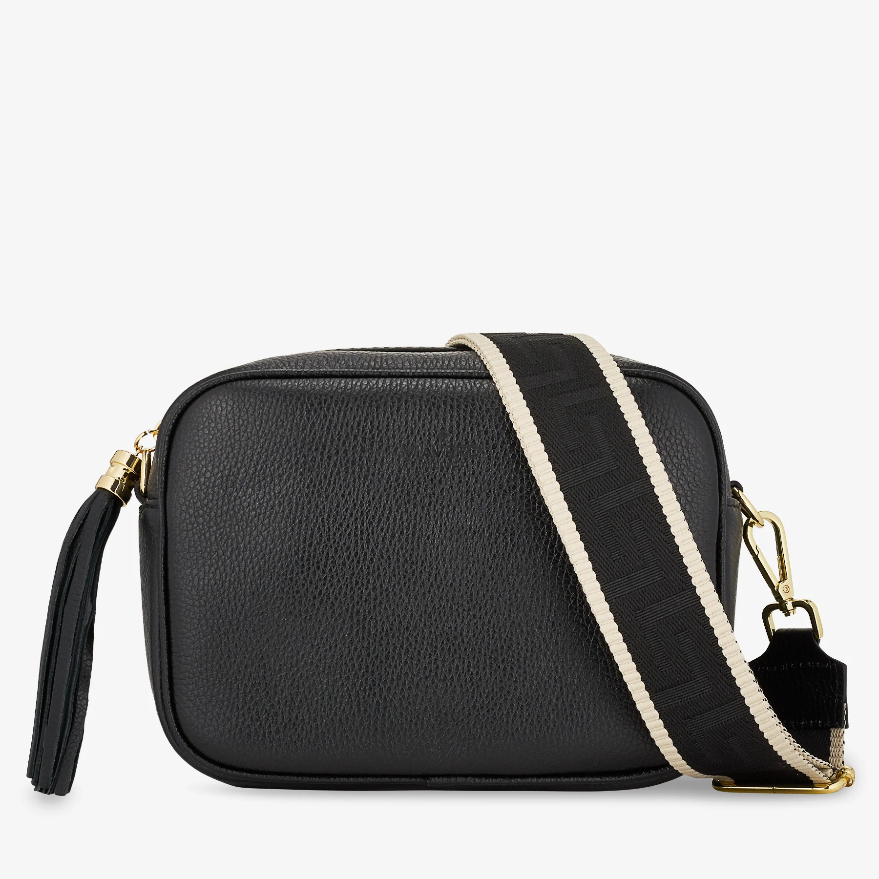 Borsa Camera Bag Media in Pelle Nera con Tracolla VIAVERDI Made in Italy