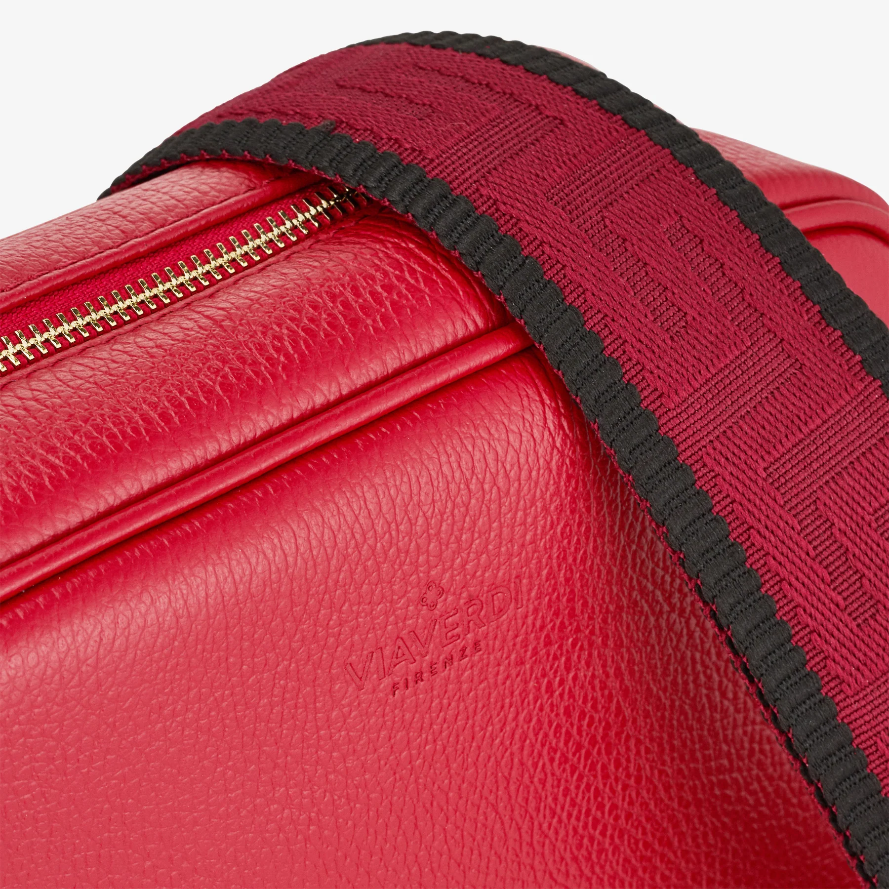 Borsa Camera Bag Media in Pelle Rossa con Tracolla VIAVERDI Made in Italy - Image 4