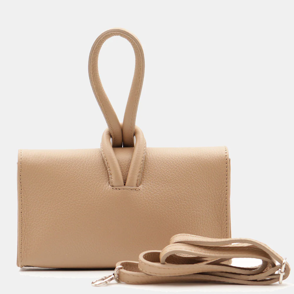 Borsa Clutch a Mano con Tracolla VIAVERDI in Pelle Beige Made in Italy linea Castiglione - Image 6