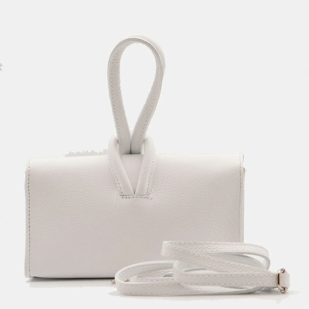 Borsa Clutch a Mano con Tracolla VIAVERDI in Pelle Bianca Made in Italy linea Castiglione - Image 6