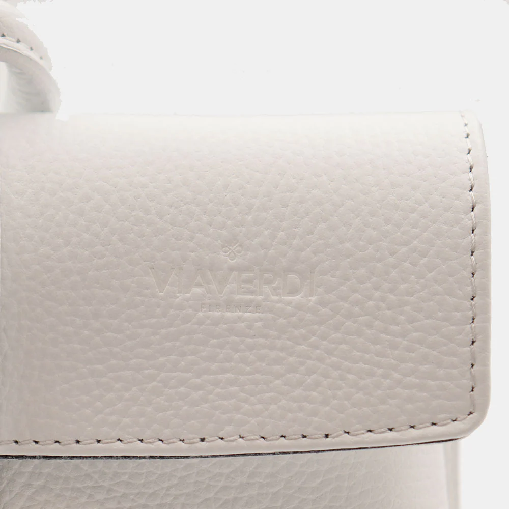 Borsa Clutch a Mano con Tracolla VIAVERDI in Pelle Bianca Made in Italy linea Castiglione - Image 8
