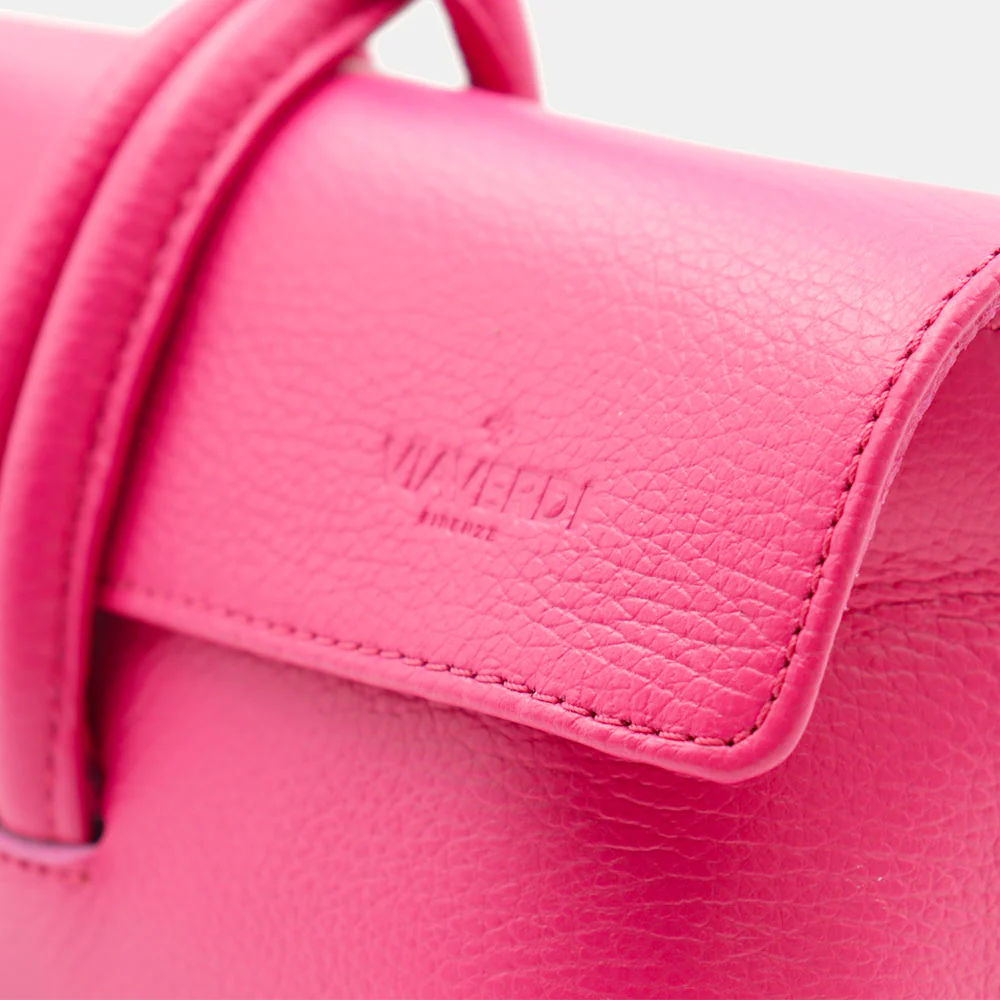 Borsa Clutch a Mano con Tracolla VIAVERDI in Pelle Fucsia Made in Italy linea Castiglione - Image 9