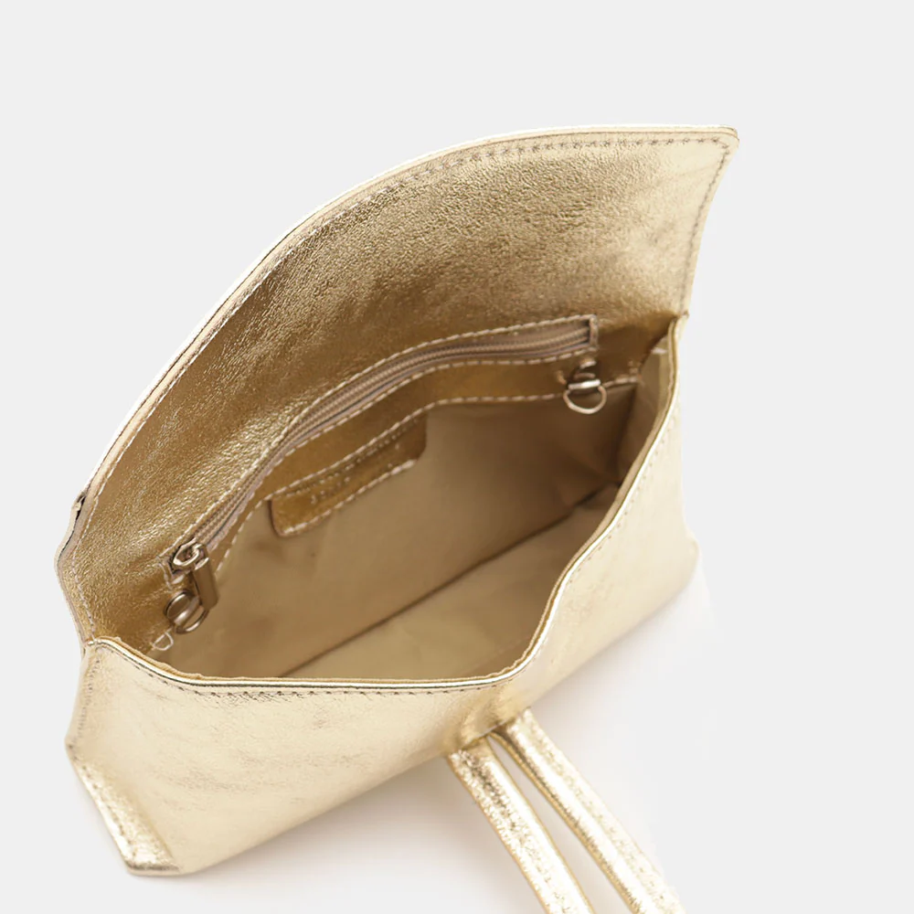 Borsa Clutch a Mano con Tracolla VIAVERDI in Pelle Oro Made in Italy linea Castiglione - Image 10