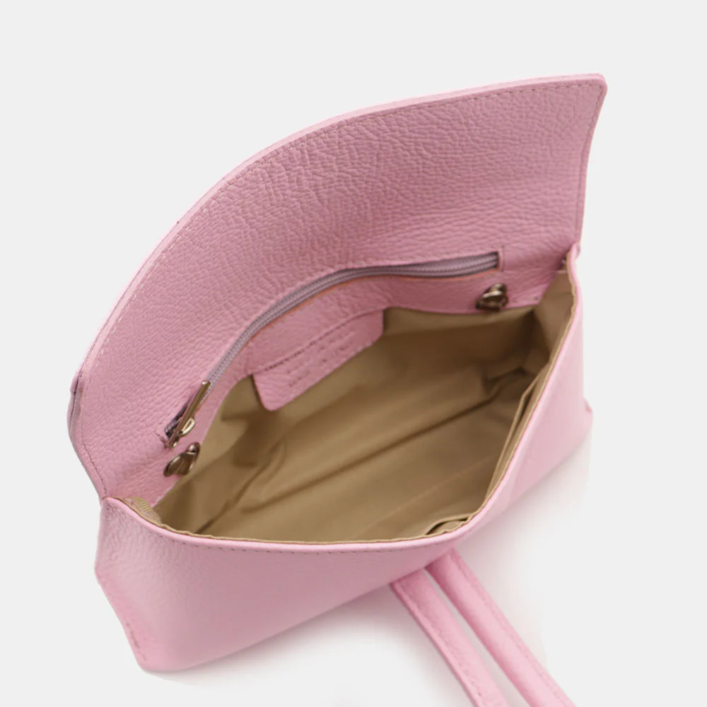 Borsa Clutch a Mano con Tracolla VIAVERDI in Pelle Rosa Made in Italy linea Castiglione - Image 10