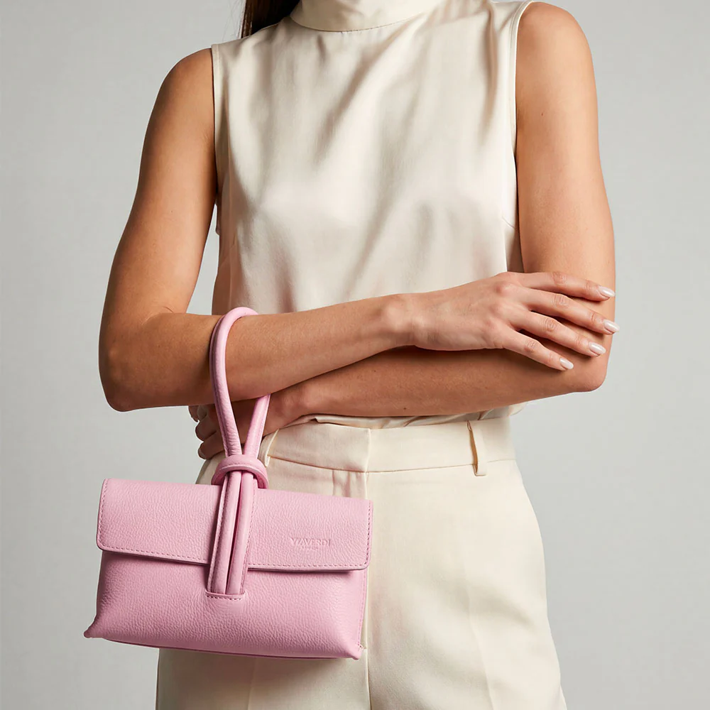 Borsa Clutch a Mano con Tracolla VIAVERDI in Pelle Rosa Made in Italy linea Castiglione - Image 2
