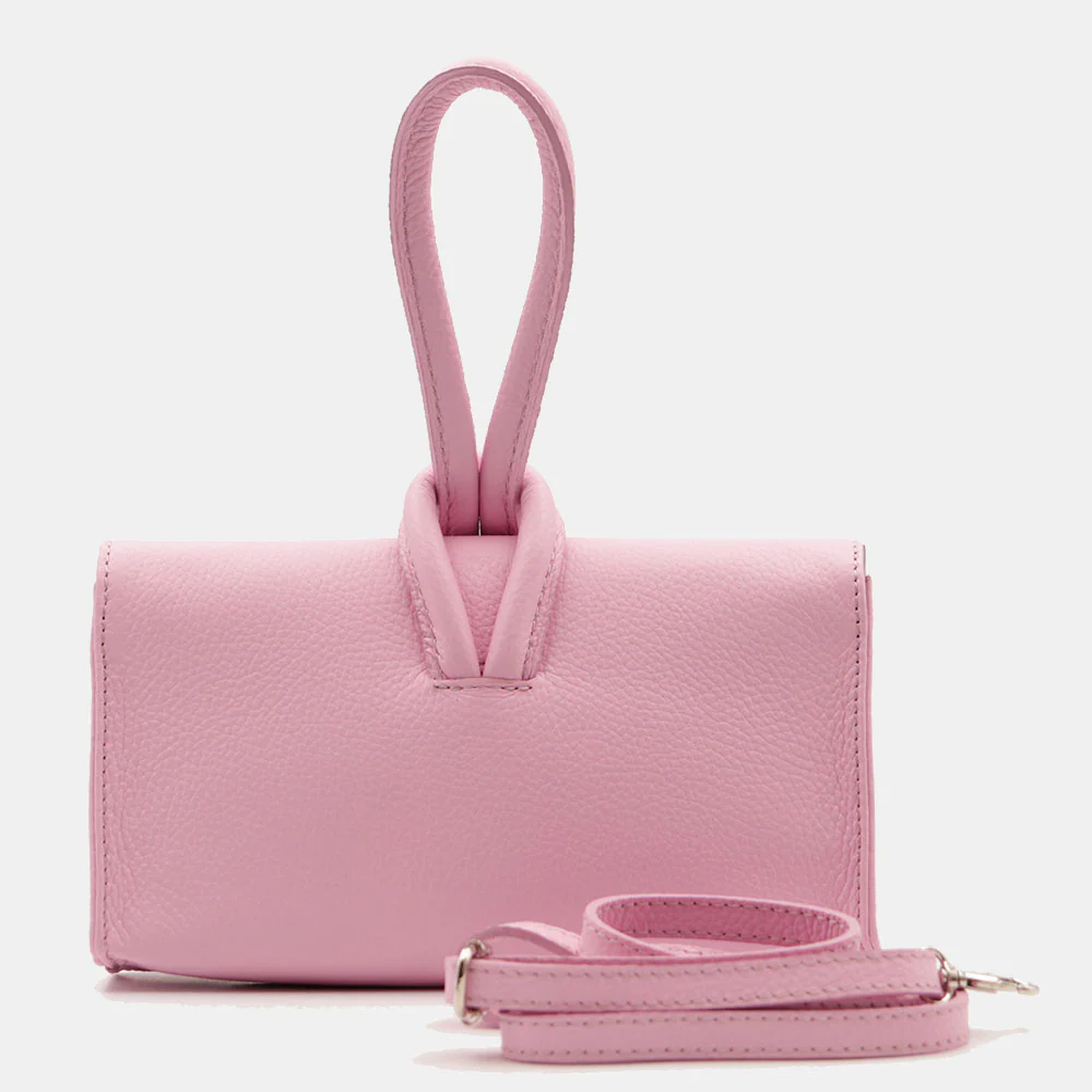 Borsa Clutch a Mano con Tracolla VIAVERDI in Pelle Rosa Made in Italy linea Castiglione - Image 7