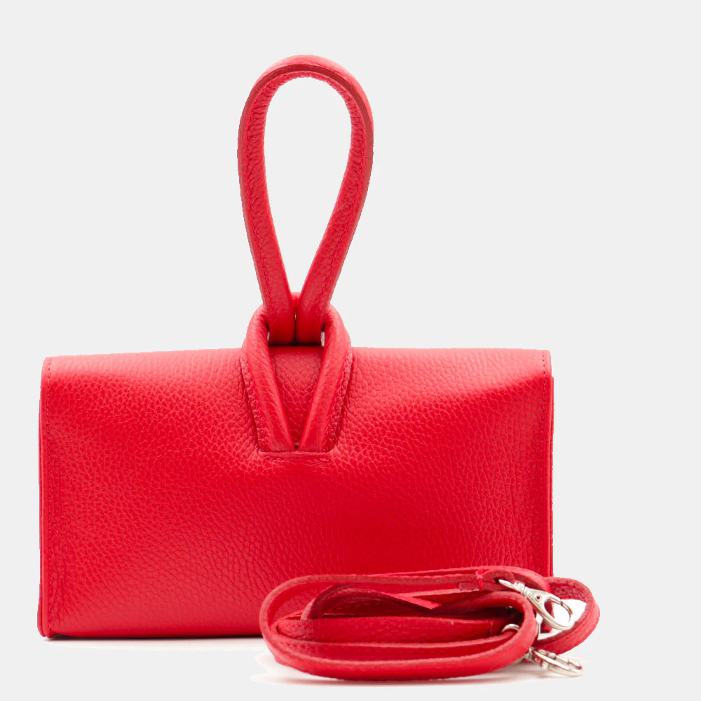 Borsa Clutch a Mano con Tracolla VIAVERDI in Pelle Rossa Made in Italy linea Castiglione - Image 5