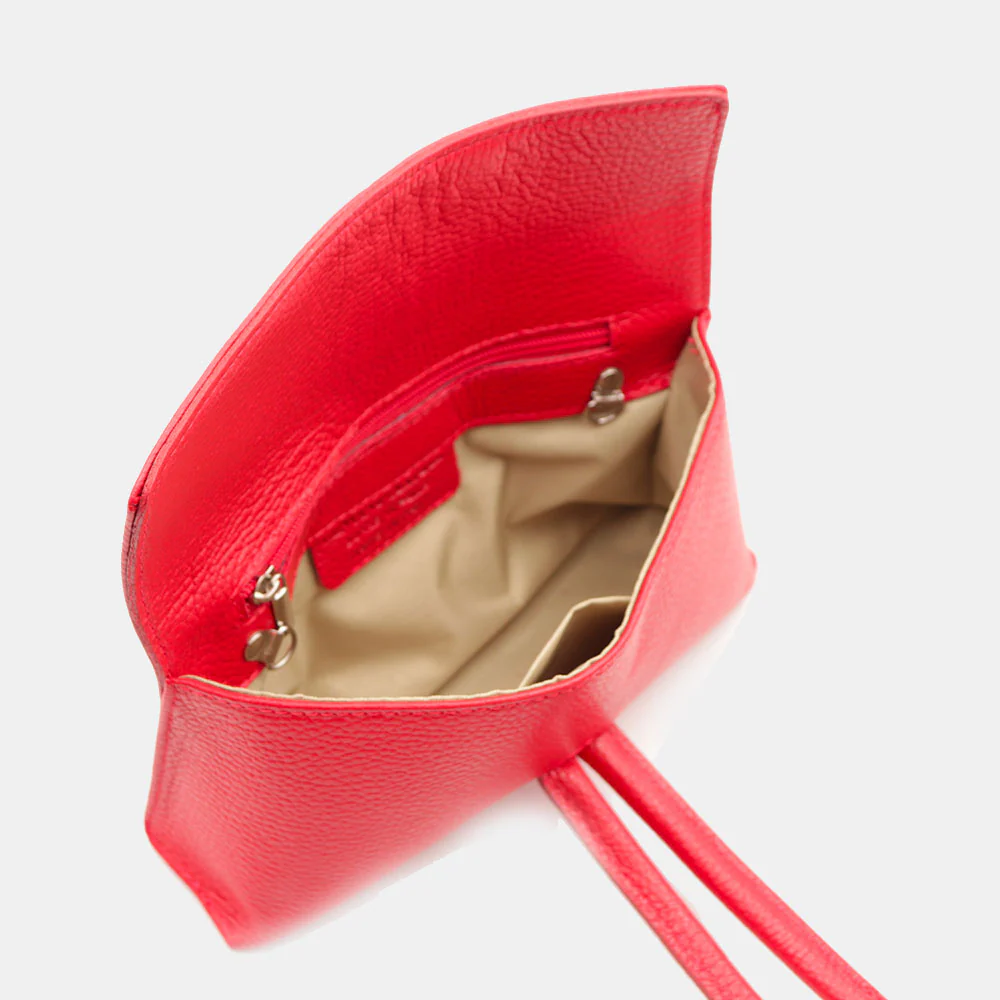 Borsa Clutch a Mano con Tracolla VIAVERDI in Pelle Rossa Made in Italy linea Castiglione - Image 7