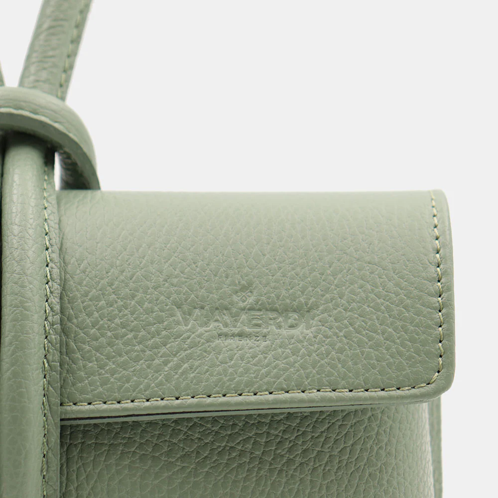 Borsa Clutch a Mano con Tracolla VIAVERDI in Pelle Verde Menta Made in Italy linea Castiglione - Image 9