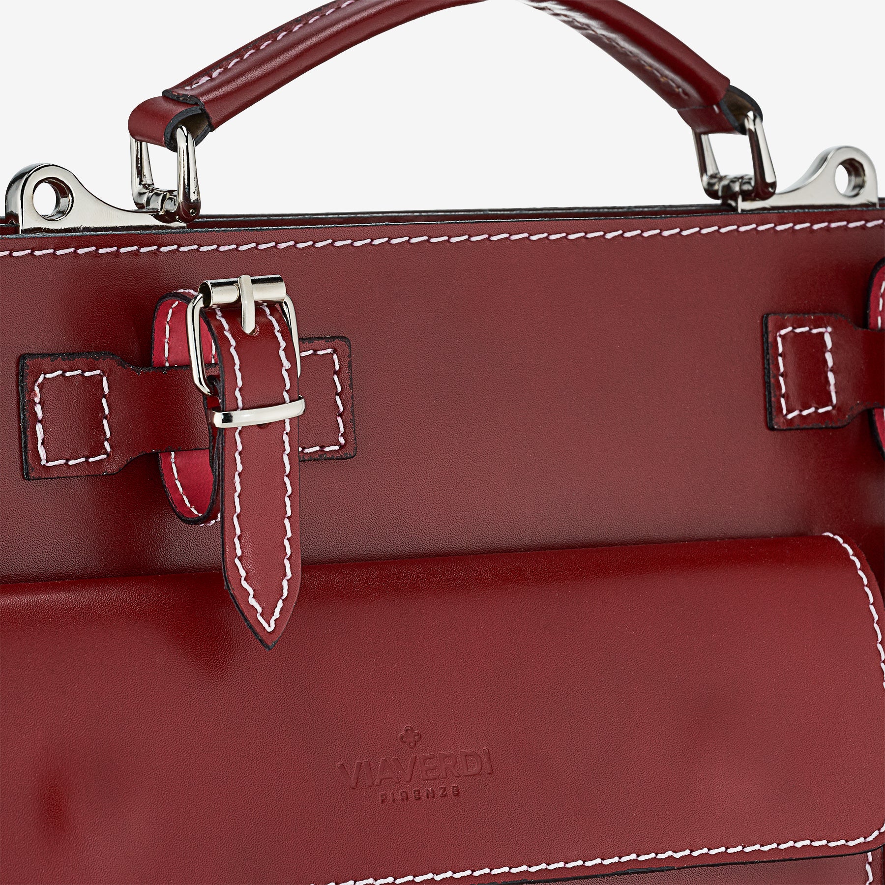 Borsa da Lavoro in Pelle Bordeaux VIAVERDI Made in Italy - Porta Ombrelli e Pc 15.6 - Image 3