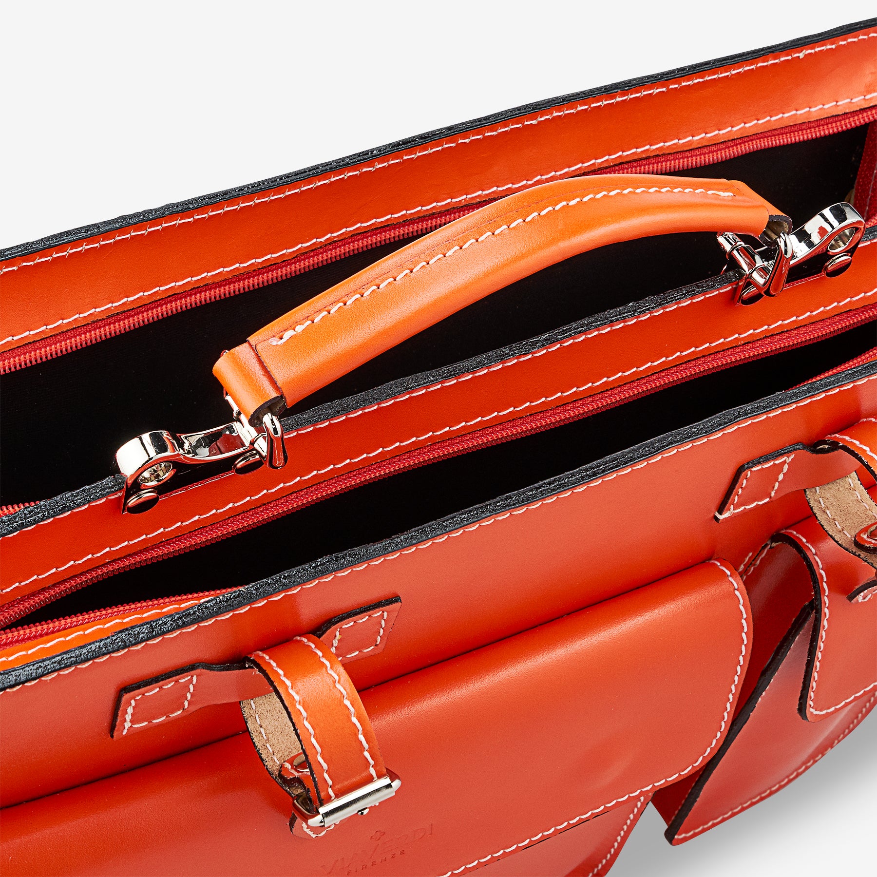 Borsa da Lavoro in Pelle Arancione VIAVERDI Made in Italy - Porta Ombrelli e Pc 15.6 - Image 6