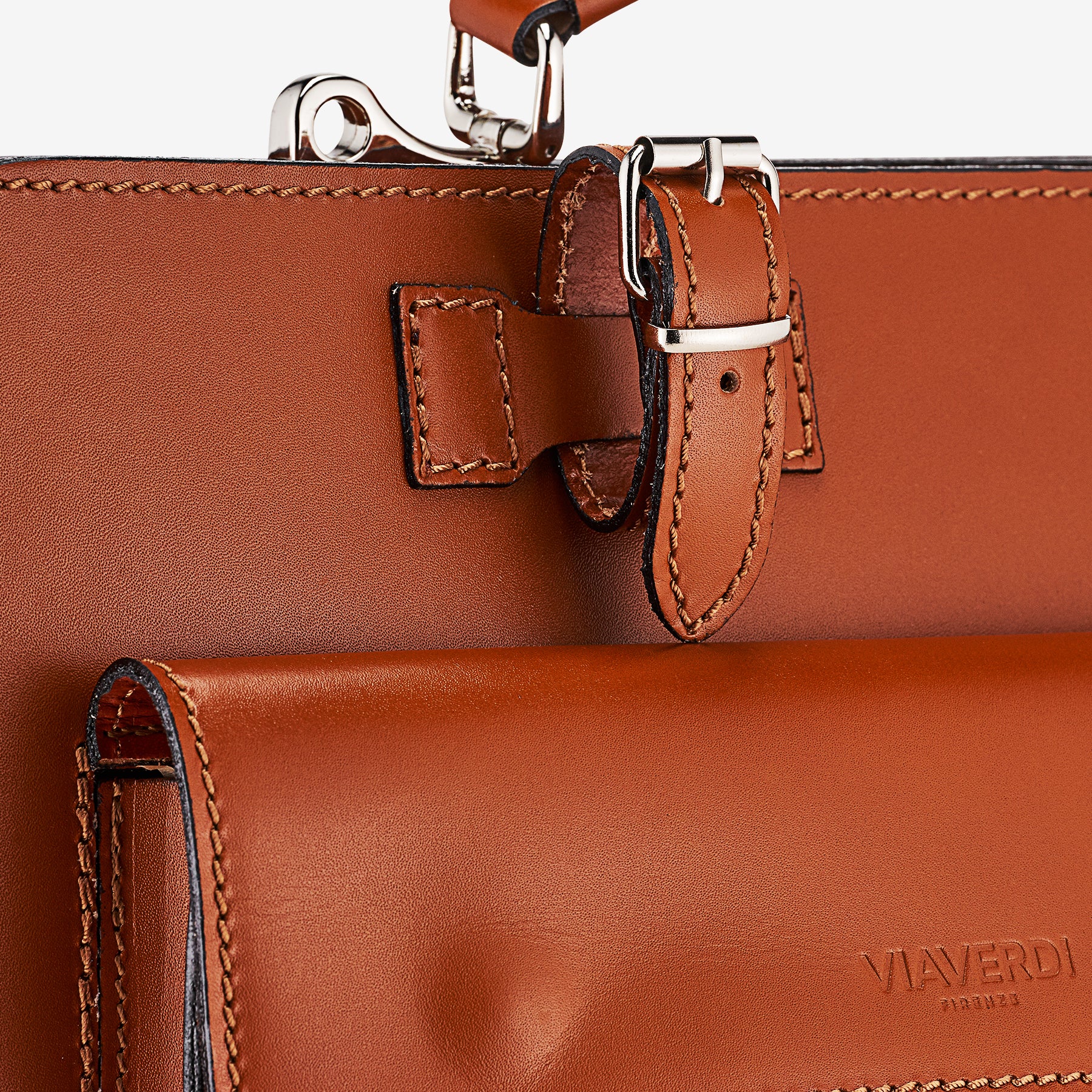 Borsa da Lavoro in Pelle color Cuoio VIAVERDI Made in Italy - Porta Ombrelli e Pc 15.6 - Image 3