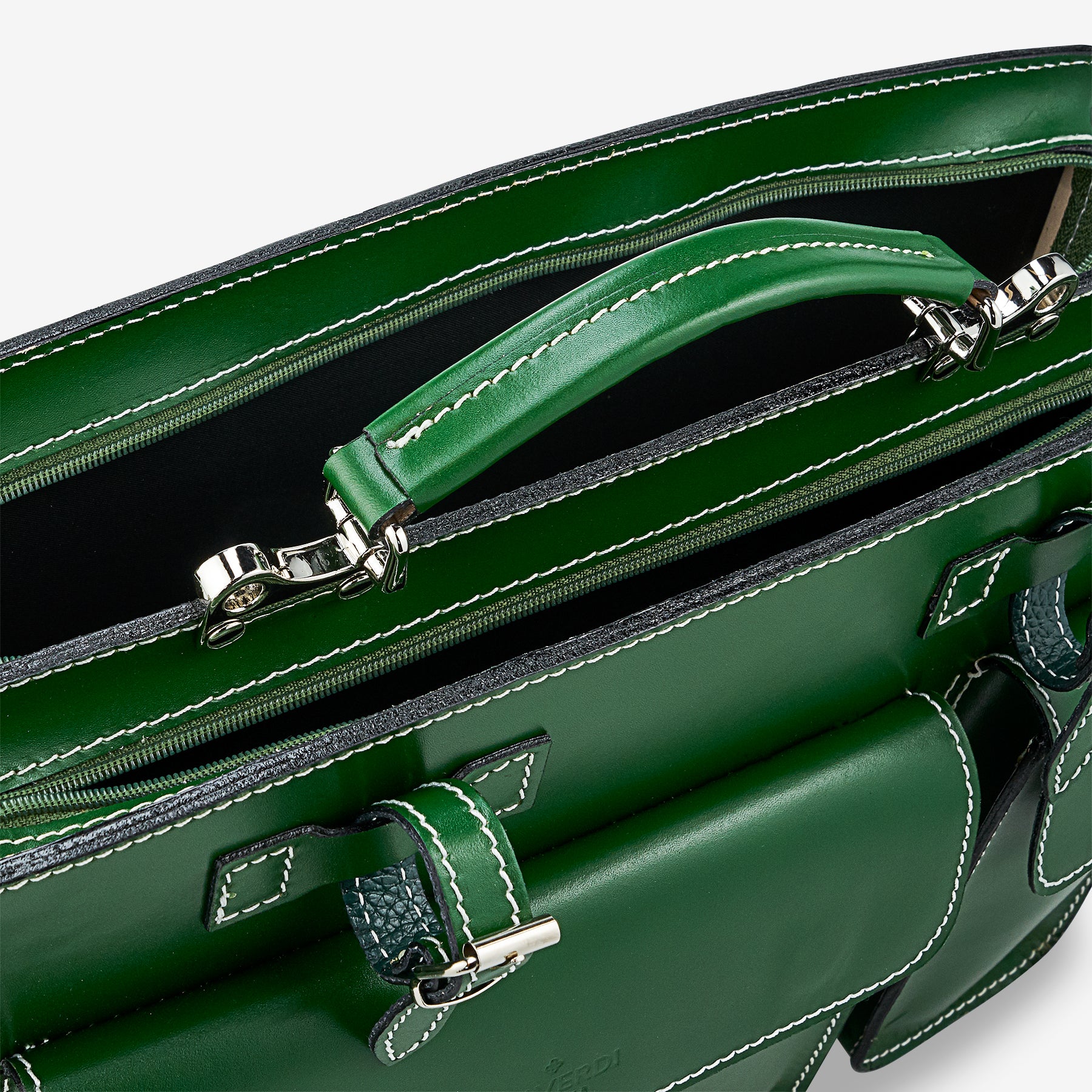 Borsa da Lavoro in Pelle Verde VIAVERDI Made in Italy - Porta Ombrelli e Pc 15.6 - Image 4