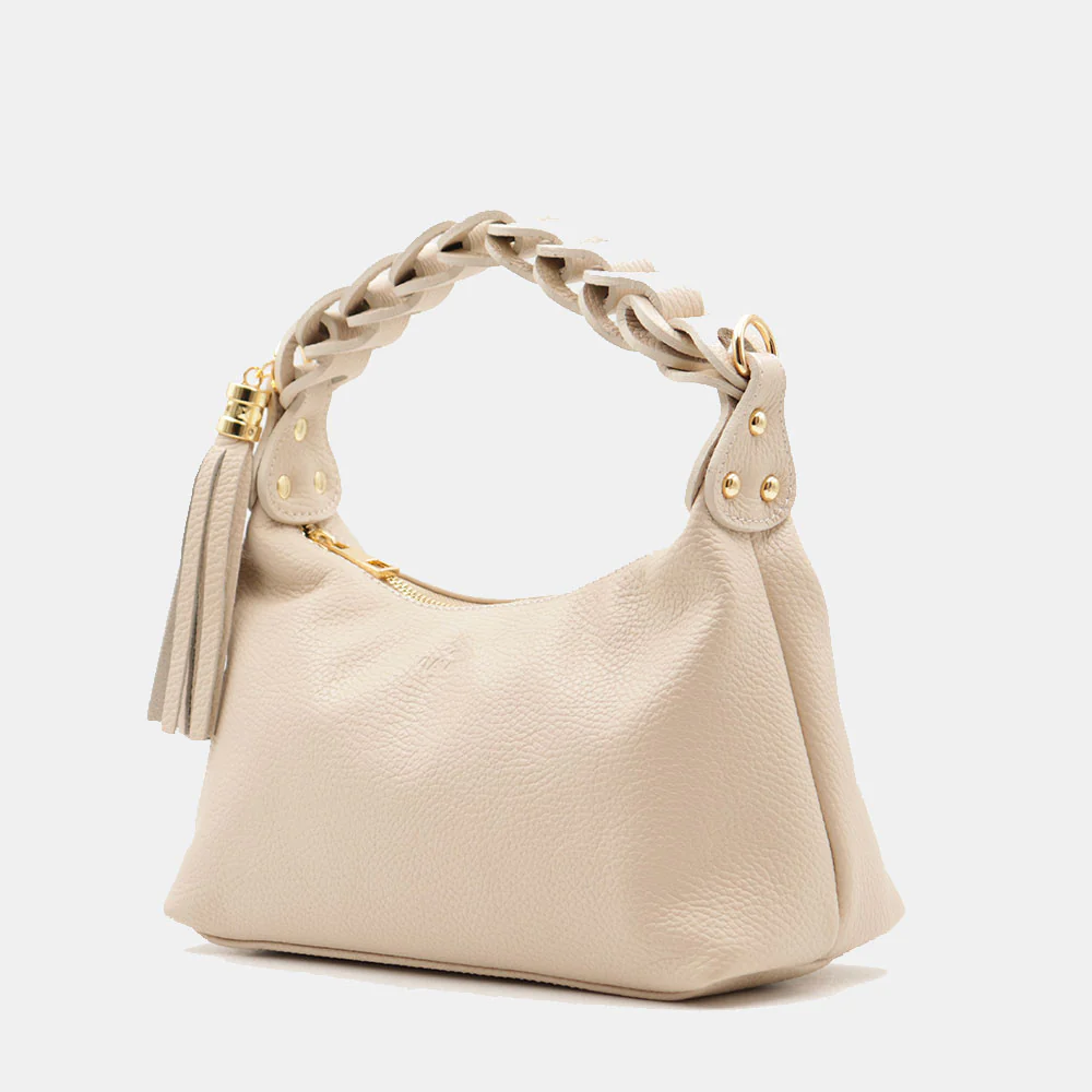 Borsa Donna a Mano con Tracolla VIAVERDI in Pelle Avorio Made in Italy linea Castiglione - Image 3
