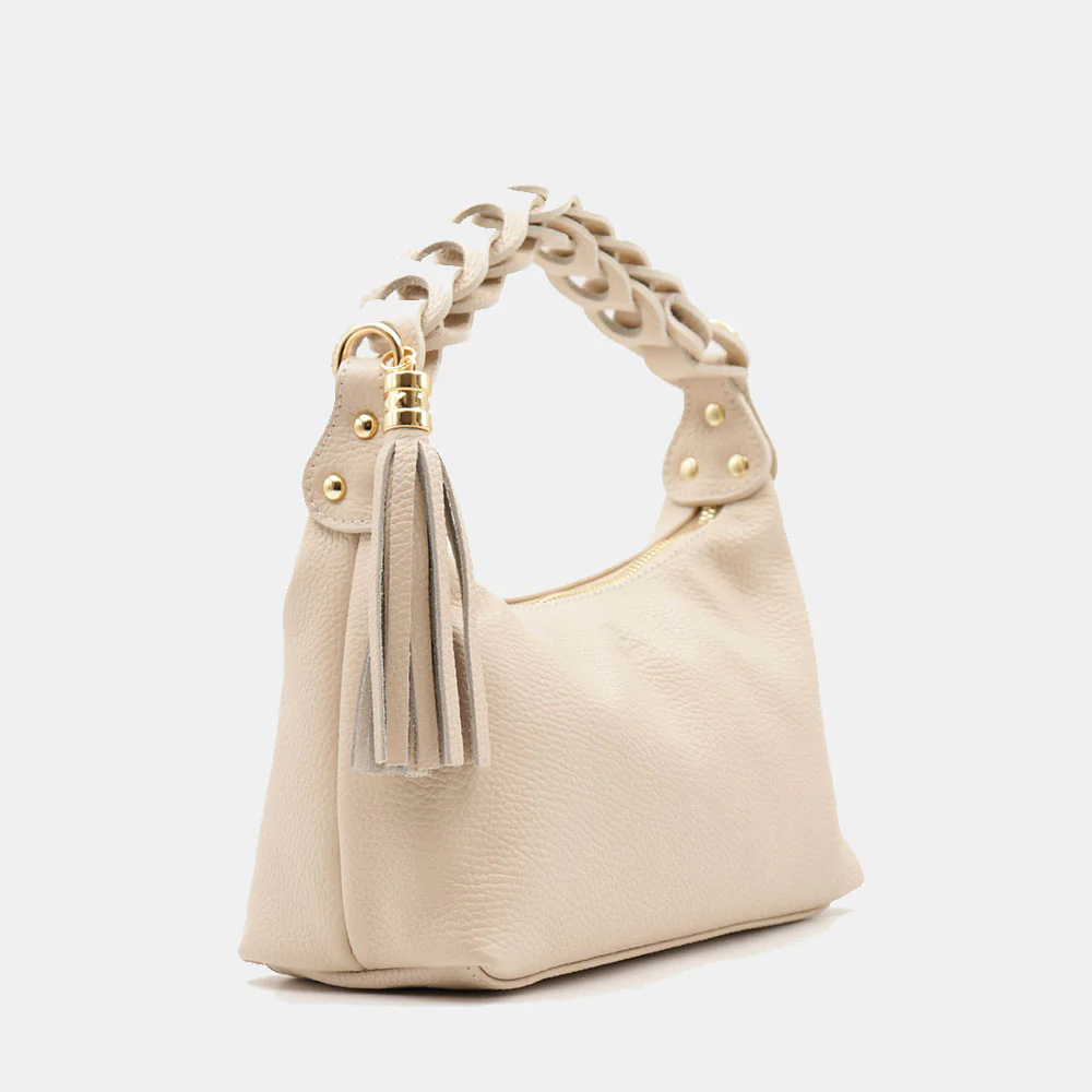 Borsa Donna a Mano con Tracolla VIAVERDI in Pelle Avorio Made in Italy linea Castiglione - Image 5