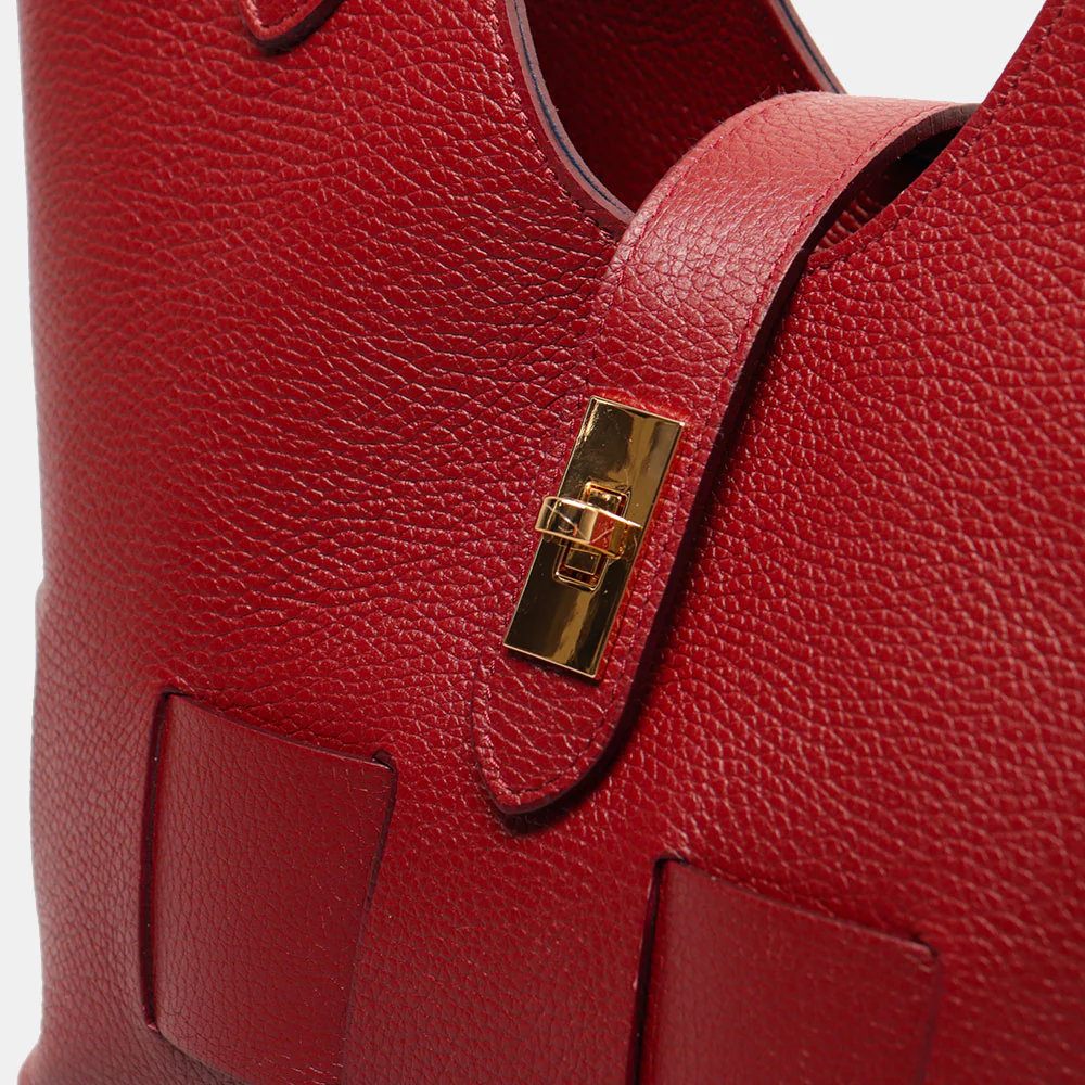 Borsa Donna a Mano con Tracolla VIAVERDI in Pelle Bordeaux Made in Italy linea Artimino - Image 5