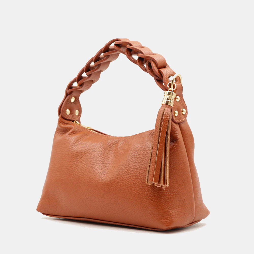 Borsa Donna a Mano con Tracolla VIAVERDI in Pelle color Cuoio Made in Italy linea Castiglione - Image 3