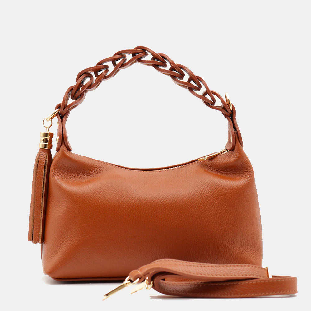 Borsa Donna a Mano con Tracolla VIAVERDI in Pelle color Cuoio Made in Italy linea Castiglione - Image 6