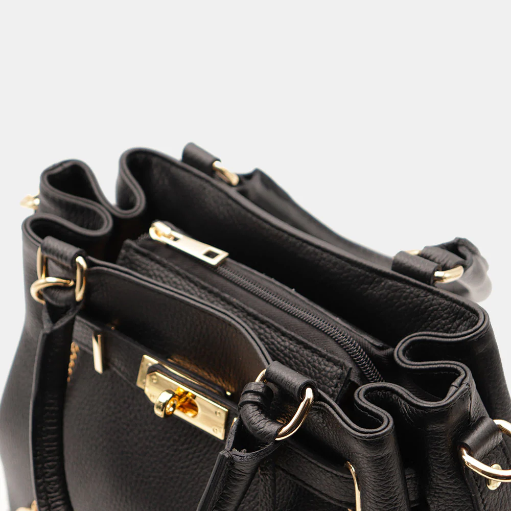 Borsa Donna a Mano VIAVERDI in Pelle Nera Made in Italy linea Artimino - Image 8
