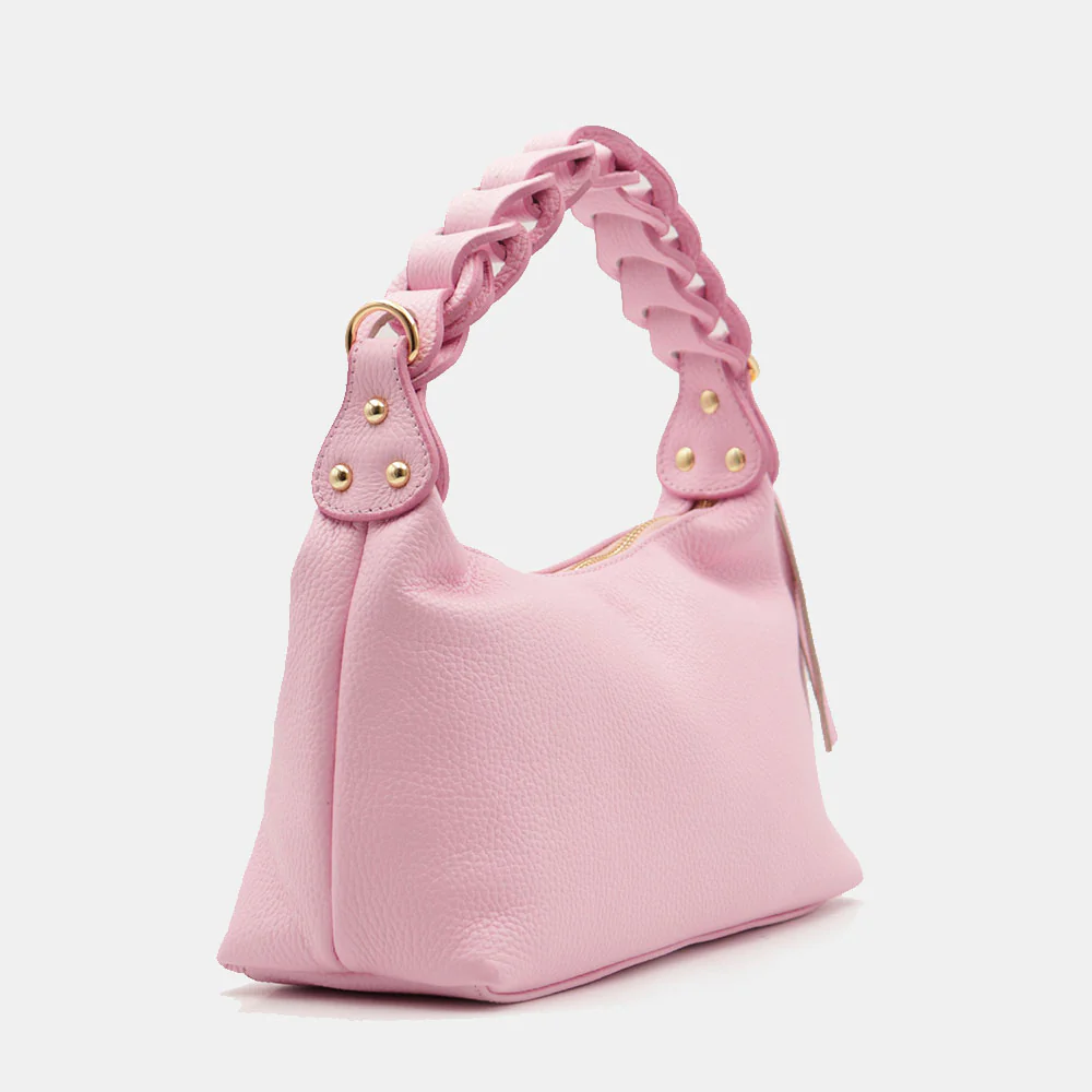 Borsa Donna a Mano con Tracolla VIAVERDI in Pelle Rosa Made in Italy linea Castiglione - Image 5