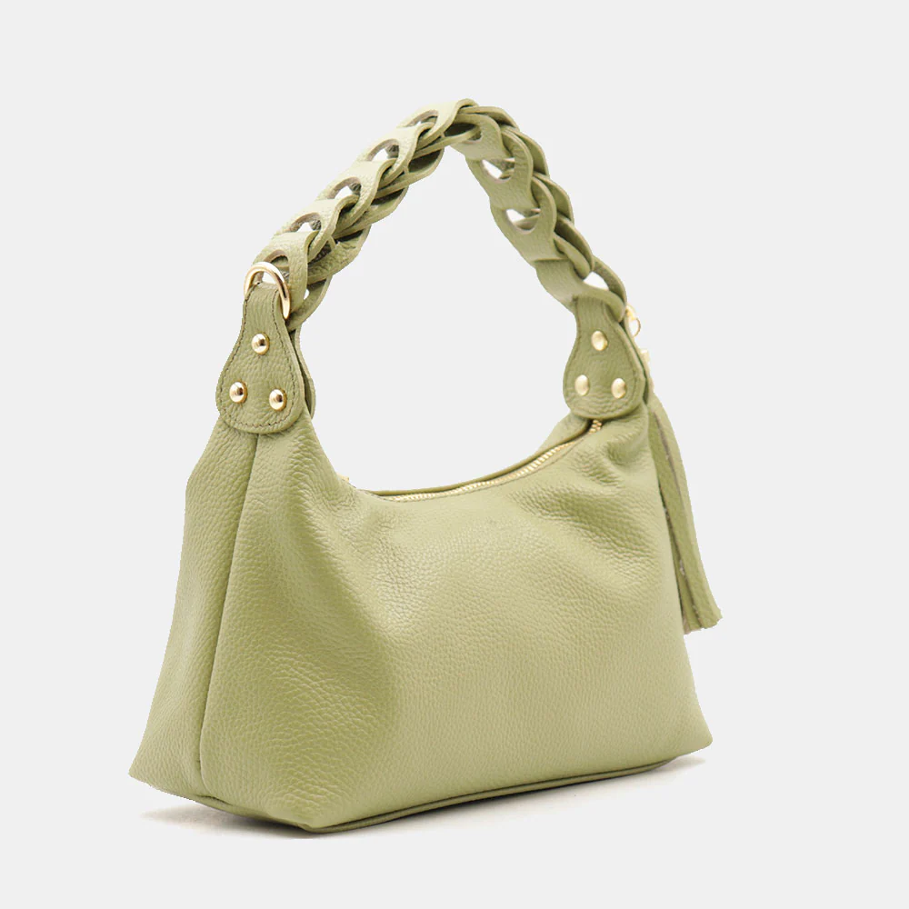 Borsa Donna a Mano con Tracolla VIAVERDI in Pelle Verde Made in Italy linea Castiglione - Image 5