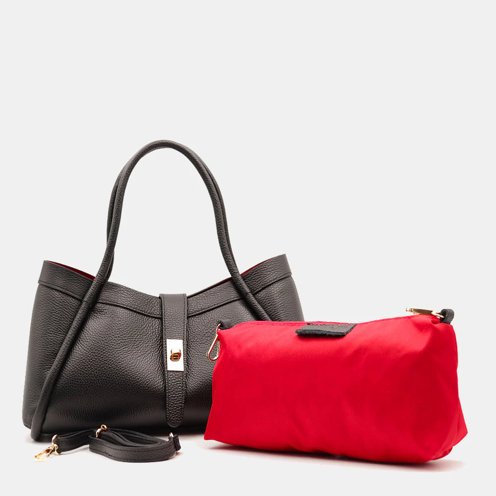 Borsa Donna a Mano VIAVERDI in Pelle Nera Made in Italy linea Cortona - Image 10