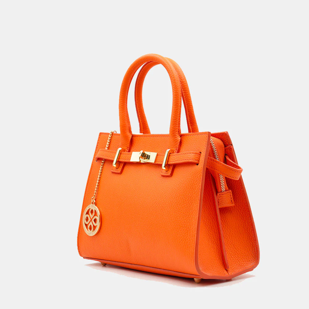Borsa Donna a Mano VIAVERDI in Pelle Arancione Made in Italy linea Artimino - Image 3
