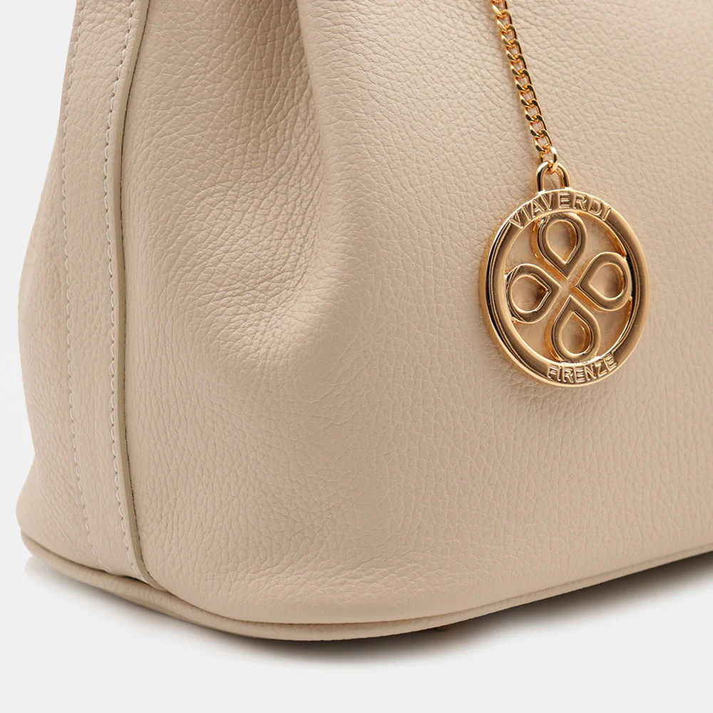 Borsa Donna a Mano VIAVERDI in Pelle Beige Made in Italy linea Artimino - Image 10