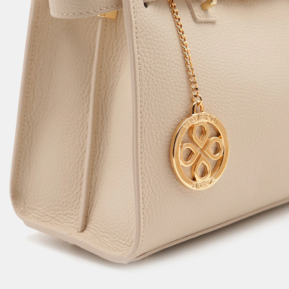 Borsa Donna a Mano VIAVERDI in Pelle Beige Made in Italy linea Artimino - Image 9