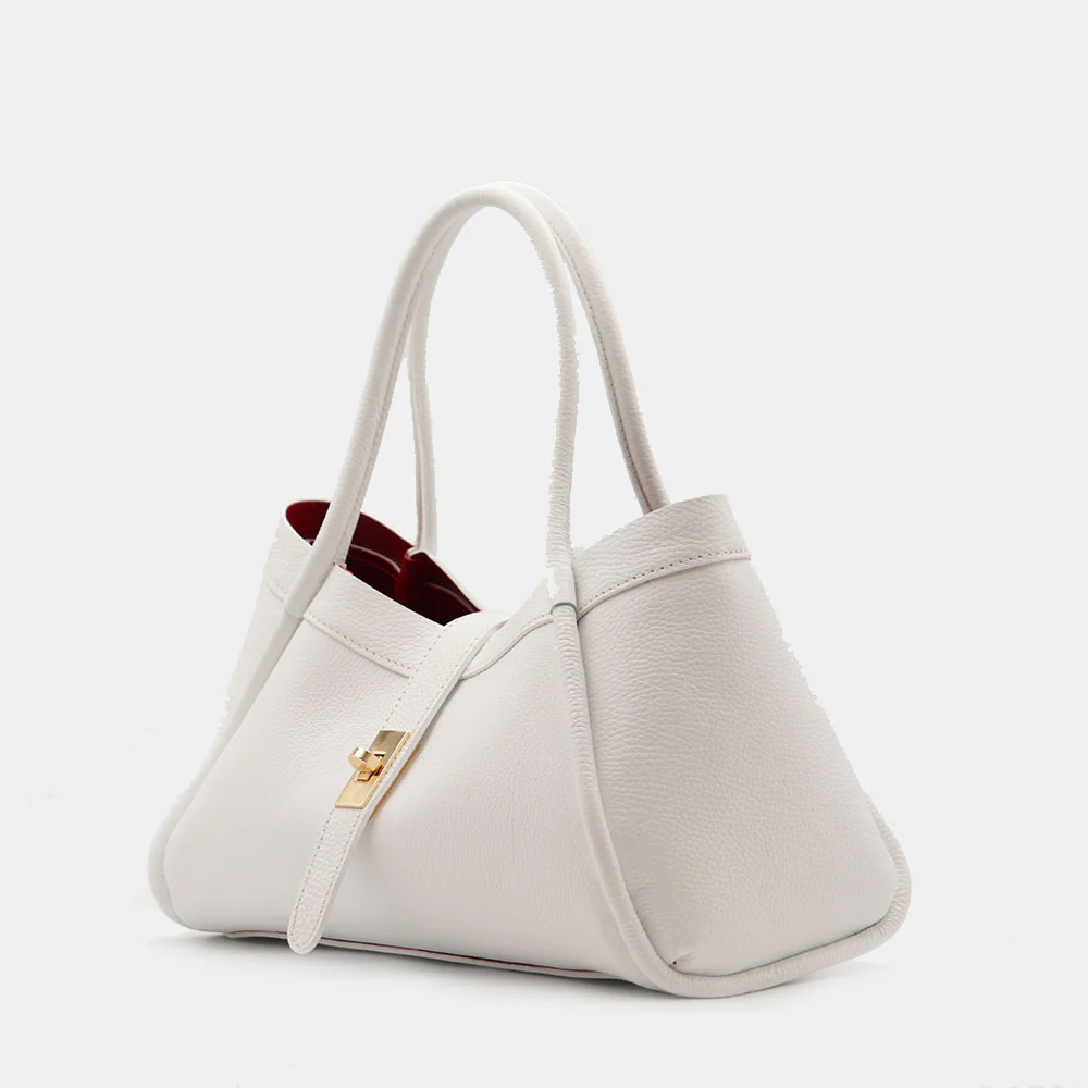 Borsa Donna a Mano VIAVERDI in Pelle Bianca Made in Italy linea Cortona - Image 3