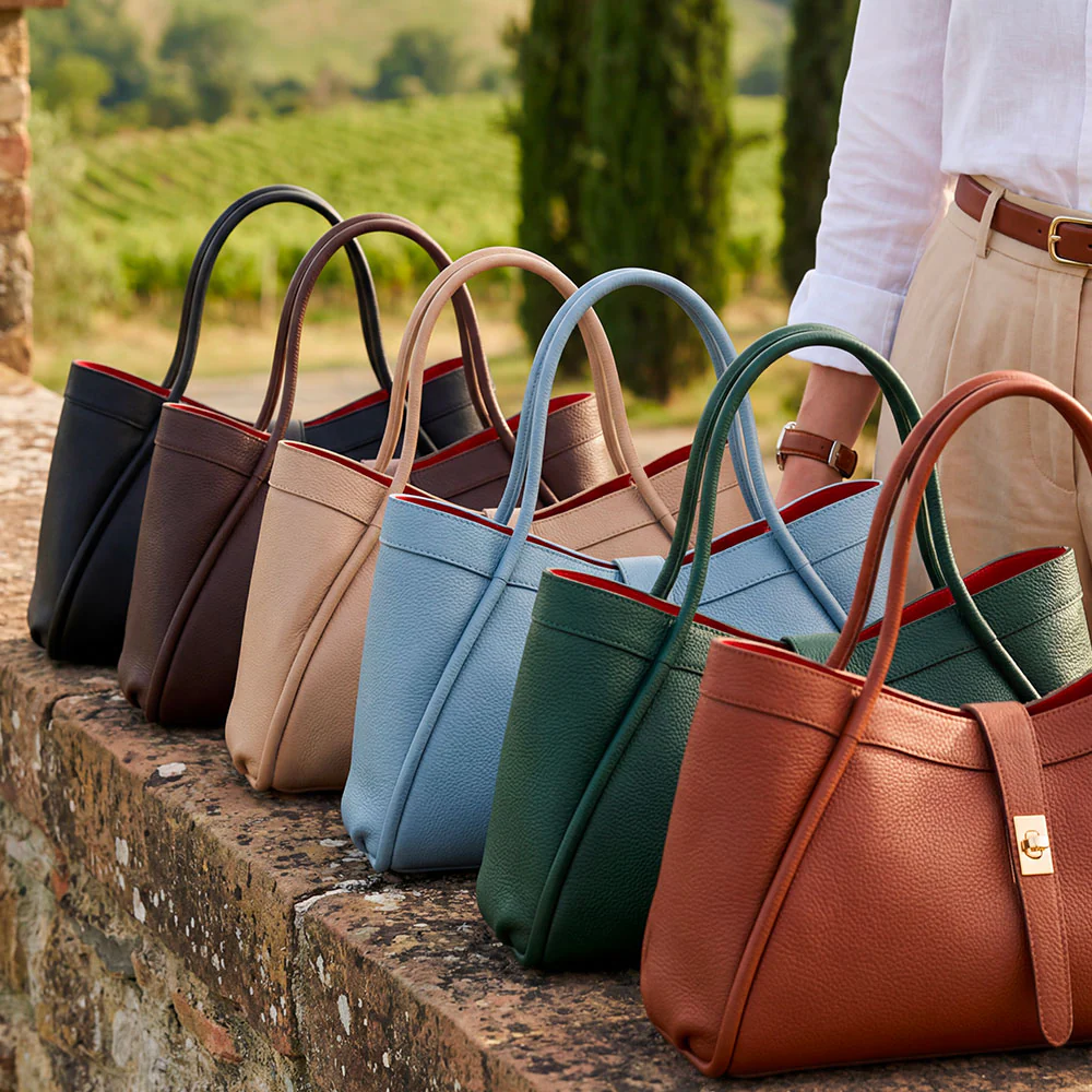 Borsa Donna a Spalla VIAVERDI in Pelle Blu Made in Italy linea Cortona - Image 11