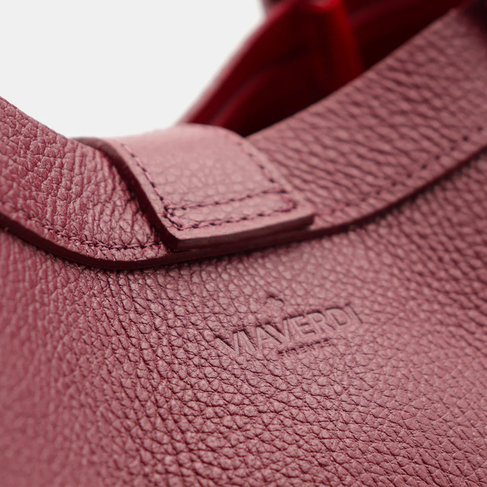 Borsa Donna a Mano VIAVERDI in Pelle Bordeaux Made in Italy linea Cortona - Image 13